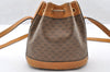 Authentic GUCCI Bamboo Micro GG PVC Leather Drawstring Bag Brown Junk 8462I