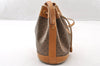 Authentic GUCCI Bamboo Micro GG PVC Leather Drawstring Bag Brown Junk 8462I