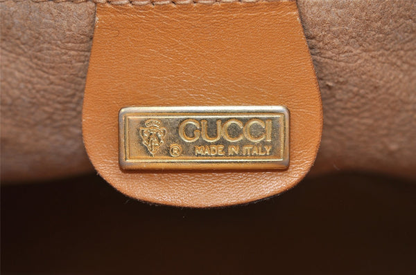 Authentic GUCCI Bamboo Micro GG PVC Leather Drawstring Bag Brown Junk 8462I