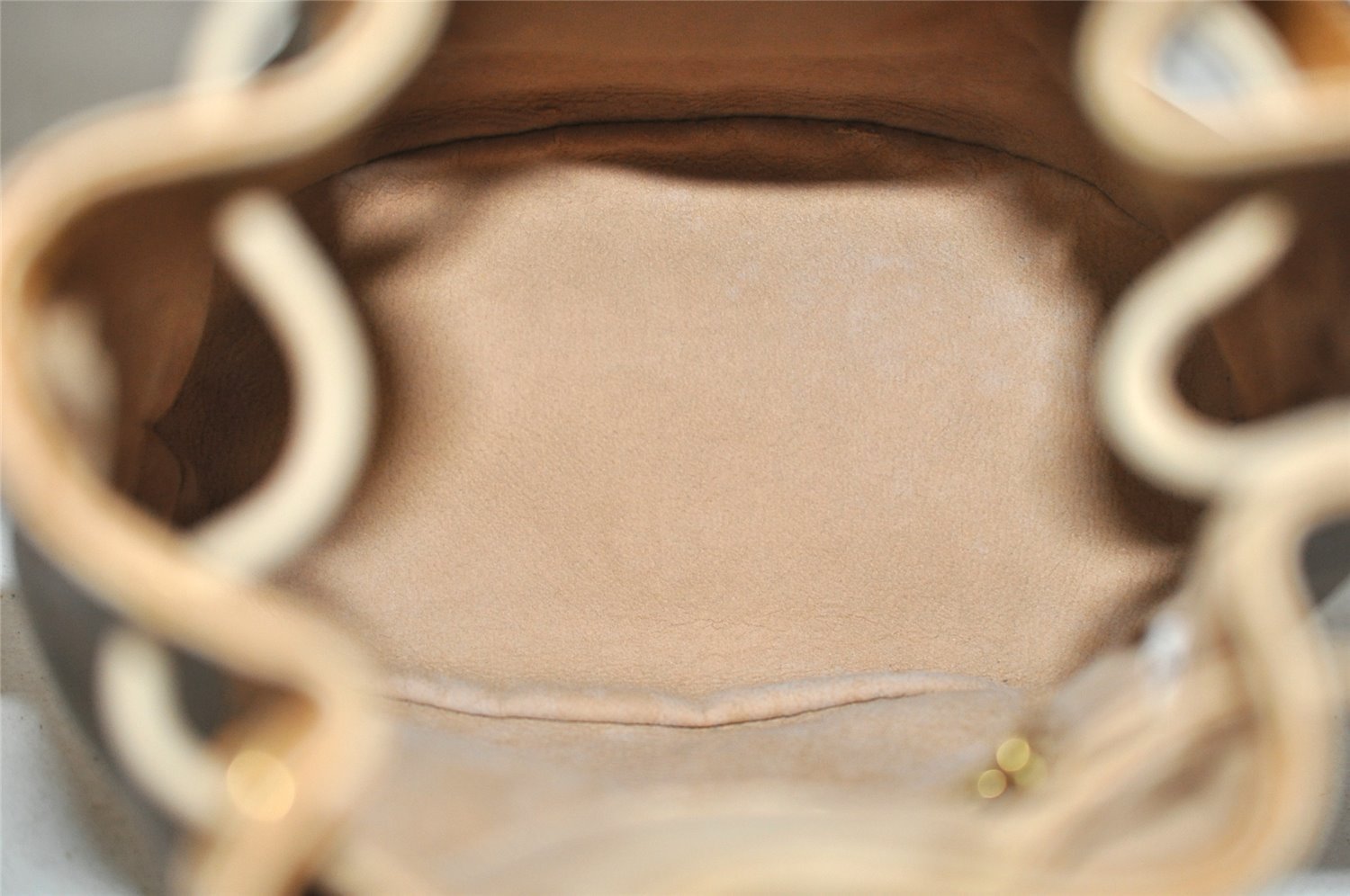 Authentic GUCCI Bamboo Micro GG PVC Leather Drawstring Bag Brown Junk 8462I