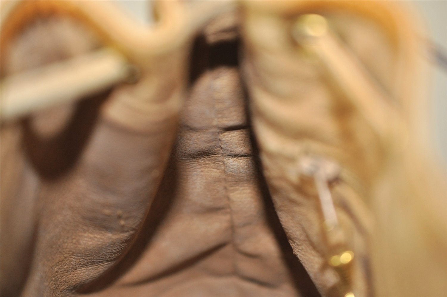 Authentic GUCCI Bamboo Micro GG PVC Leather Drawstring Bag Brown Junk 8462I