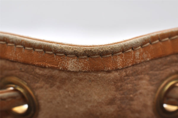 Authentic GUCCI Bamboo Micro GG PVC Leather Drawstring Bag Brown Junk 8462I