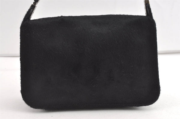 Authentic GUCCI Shoulder Hand Bag Purse Unborn Calf Leather Black 8462J