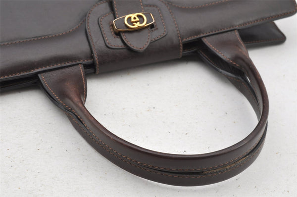 Authentic GUCCI Vintage Hand Tote Bag Leather Brown 8463I