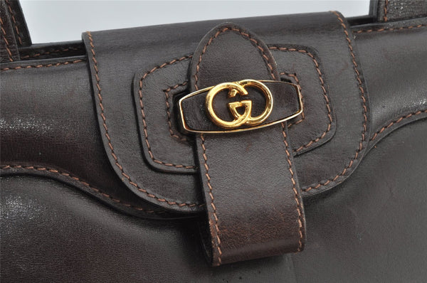 Authentic GUCCI Vintage Hand Tote Bag Leather Brown 8463I