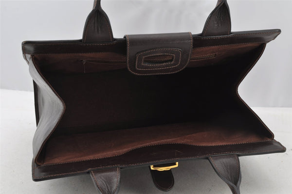 Authentic GUCCI Vintage Hand Tote Bag Leather Brown 8463I