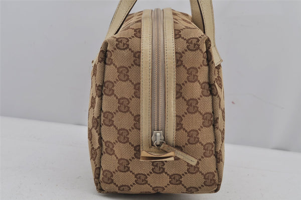 Authentic GUCCI Vintage Hand Bag Purse GG Canvas Leather 124542 Brown 8463J