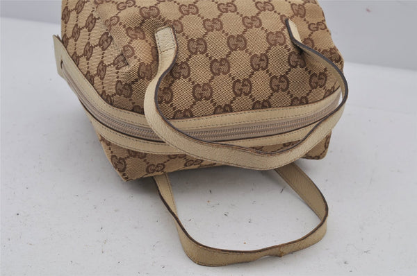 Authentic GUCCI Vintage Hand Bag Purse GG Canvas Leather 124542 Brown 8463J