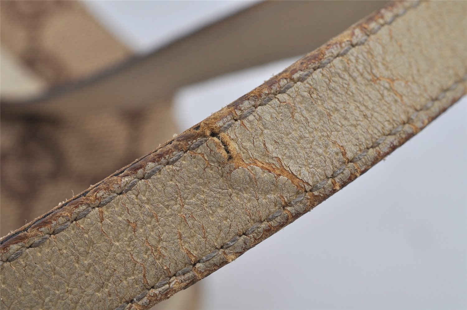 Authentic GUCCI Vintage Hand Bag Purse GG Canvas Leather 124542 Brown 8463J