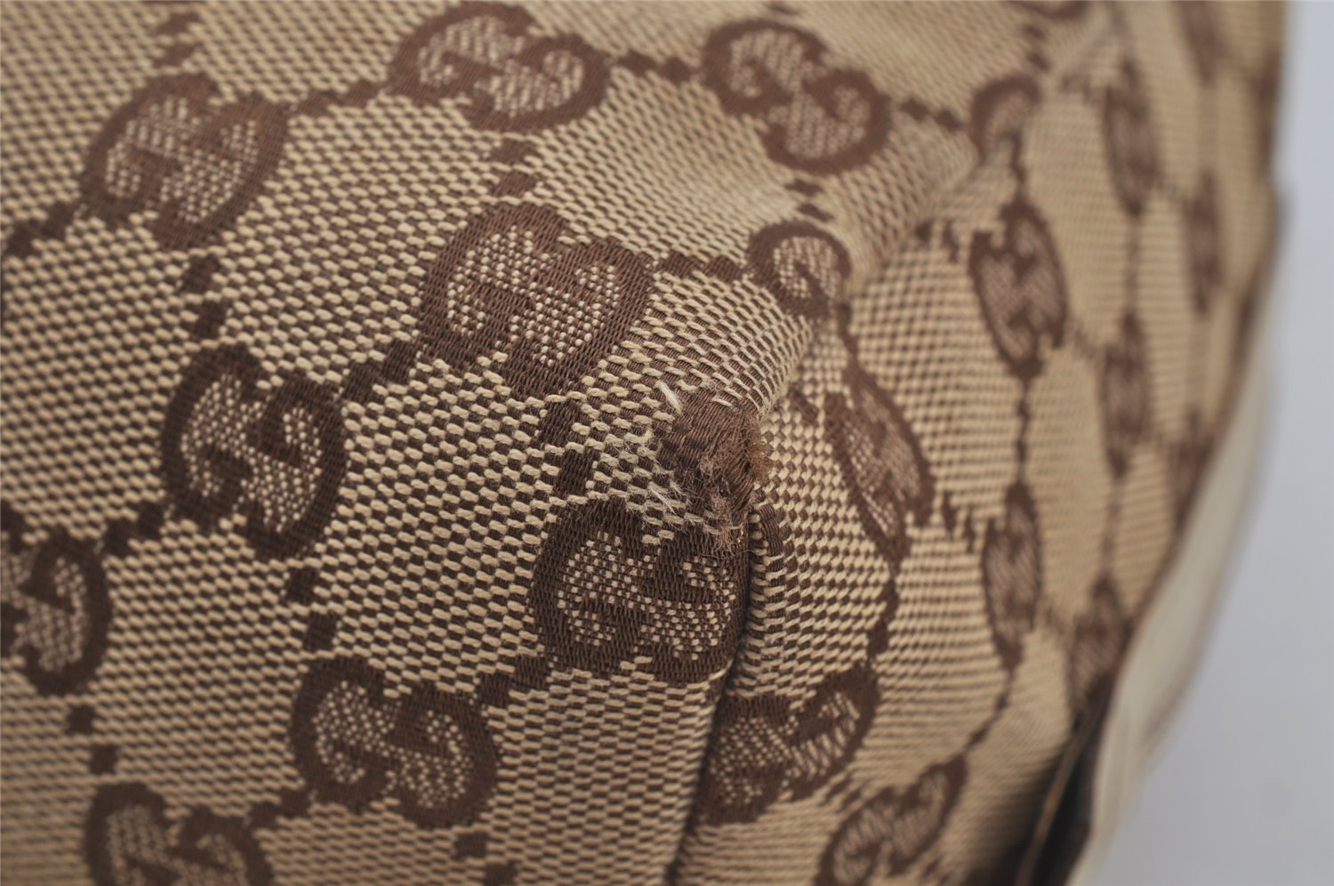 Authentic GUCCI Vintage Hand Bag Purse GG Canvas Leather 124542 Brown 8463J