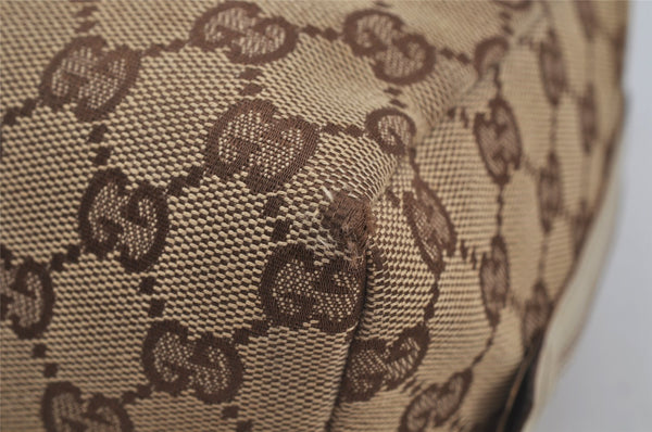 Authentic GUCCI Vintage Hand Bag Purse GG Canvas Leather 124542 Brown 8463J