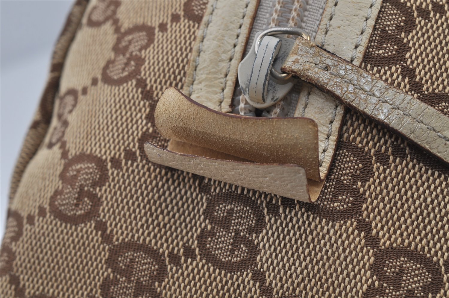 Authentic GUCCI Vintage Hand Bag Purse GG Canvas Leather 124542 Brown 8463J