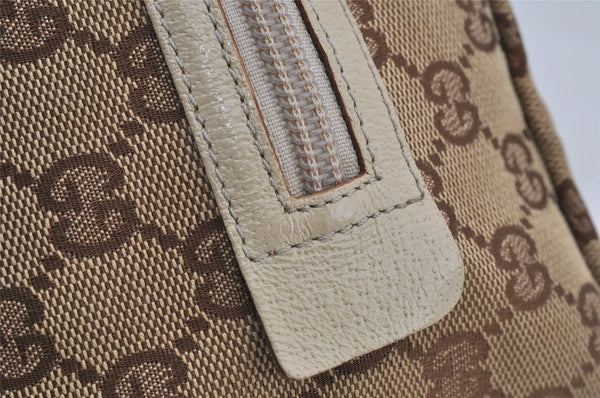 Authentic GUCCI Vintage Hand Bag Purse GG Canvas Leather 124542 Brown 8463J