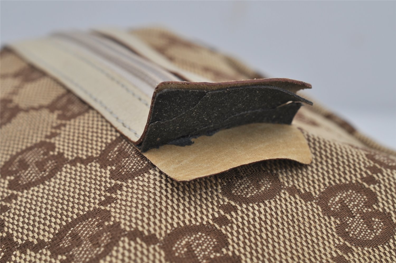 Authentic GUCCI Vintage Hand Bag Purse GG Canvas Leather 124542 Brown 8463J