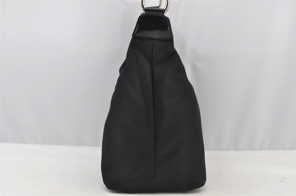 Authentic GUCCI Bamboo Vintage Shoulder Hand Bag Purse Nylon Leather Black 8464I
