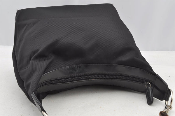 Authentic GUCCI Bamboo Vintage Shoulder Hand Bag Purse Nylon Leather Black 8464I