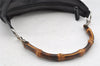 Authentic GUCCI Bamboo Vintage Shoulder Hand Bag Purse Nylon Leather Black 8464I