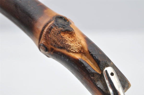 Authentic GUCCI Bamboo Vintage Shoulder Hand Bag Purse Nylon Leather Black 8464I