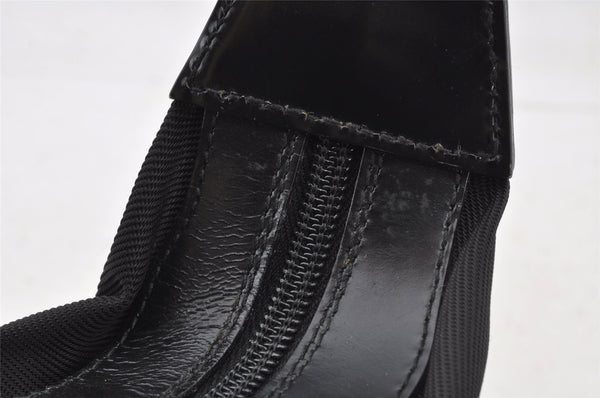 Authentic GUCCI Bamboo Vintage Shoulder Hand Bag Purse Nylon Leather Black 8464I