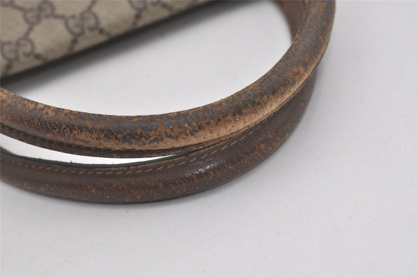 Authentic GUCCI Vintage Web Sherry Line Tote Hand Bag GG PVC Leather Brown 8465I