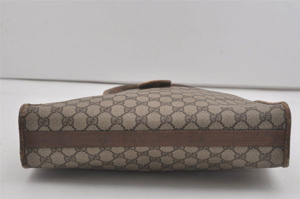 Authentic GUCCI Vintage Web Sherry Line Tote Hand Bag GG PVC Leather Brown 8465I