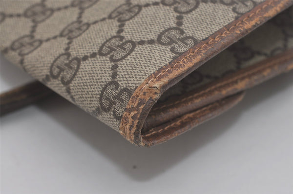 Authentic GUCCI Vintage Web Sherry Line Tote Hand Bag GG PVC Leather Brown 8465I