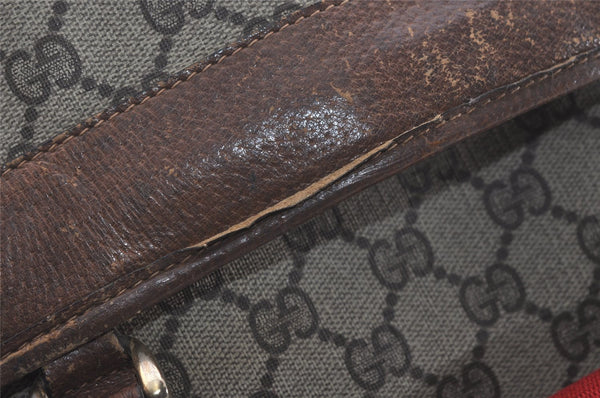 Authentic GUCCI Vintage Web Sherry Line Tote Hand Bag GG PVC Leather Brown 8465I