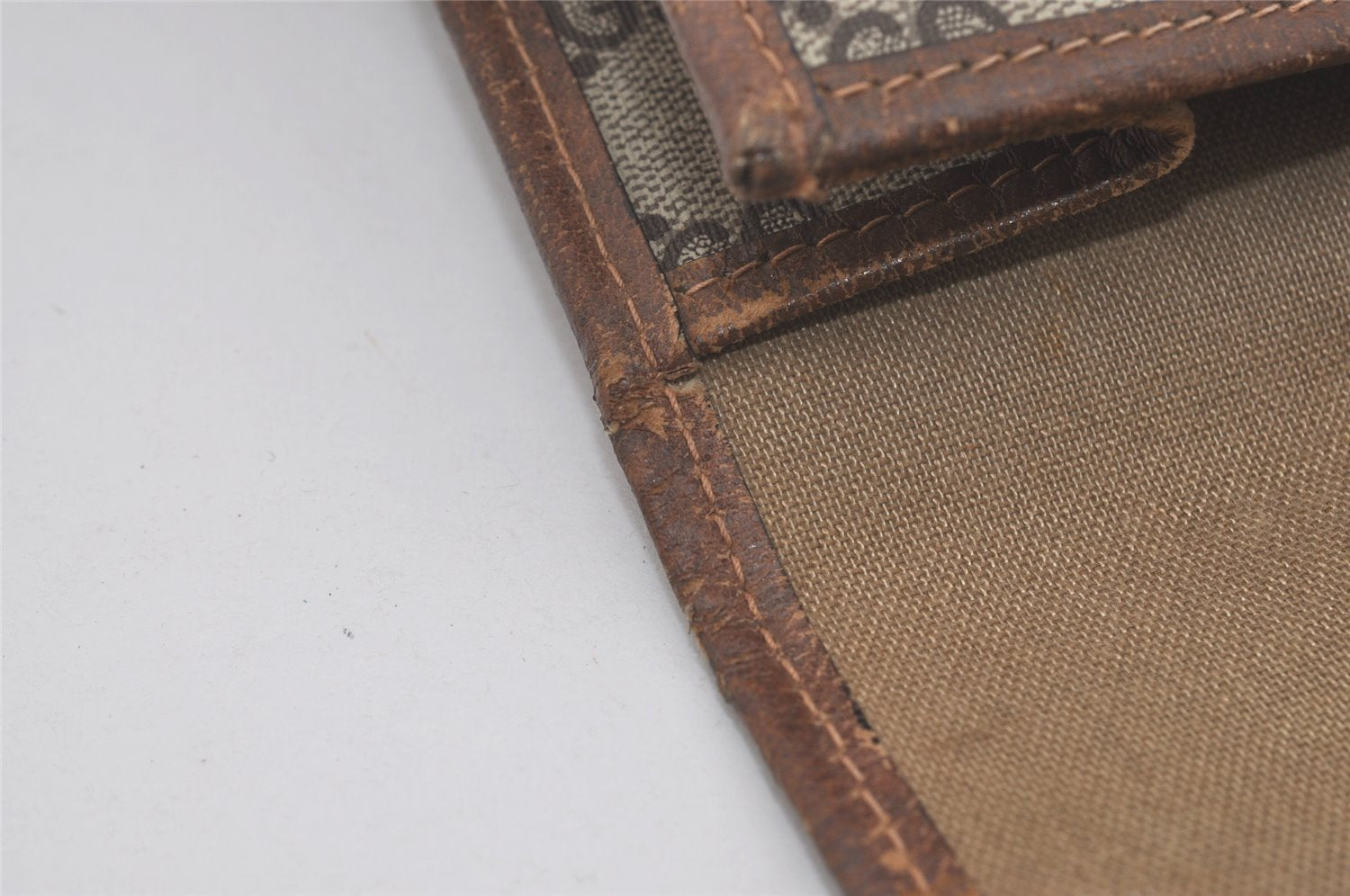 Authentic GUCCI Vintage Web Sherry Line Tote Hand Bag GG PVC Leather Brown 8465I