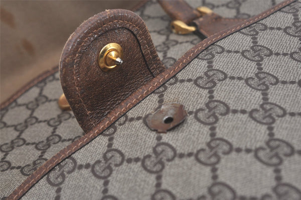 Authentic GUCCI Vintage Web Sherry Line Tote Hand Bag GG PVC Leather Brown 8465I