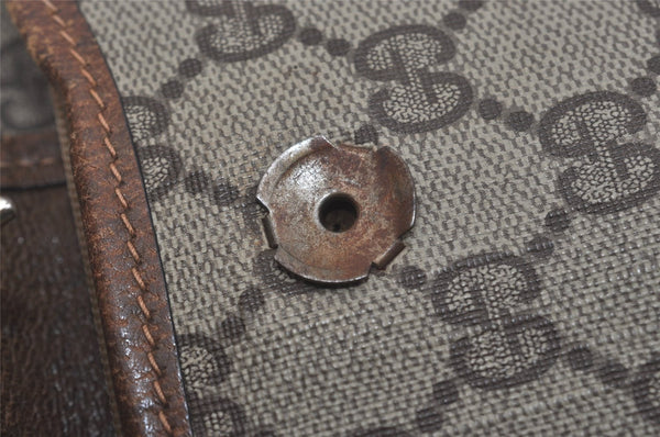 Authentic GUCCI Vintage Web Sherry Line Tote Hand Bag GG PVC Leather Brown 8465I