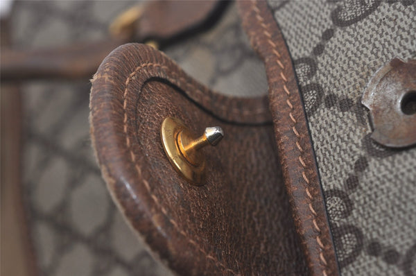 Authentic GUCCI Vintage Web Sherry Line Tote Hand Bag GG PVC Leather Brown 8465I