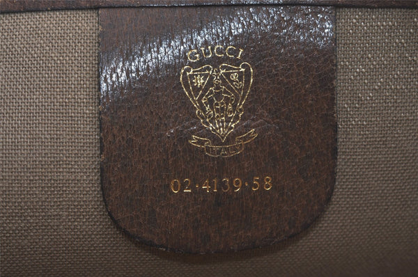 Authentic GUCCI Vintage Web Sherry Line Tote Hand Bag GG PVC Leather Brown 8465I