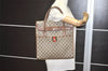 Authentic GUCCI Vintage Web Sherry Line Tote Hand Bag GG PVC Leather Brown 8465I