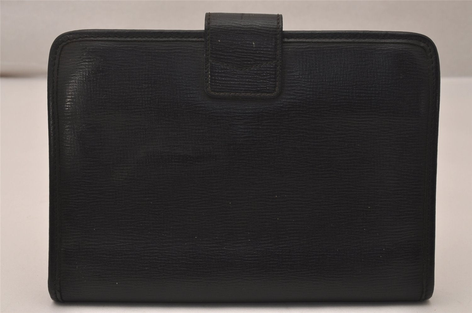 Authentic CELINE Vintage Clutch Hand Bag Purse Leather Black 8465J