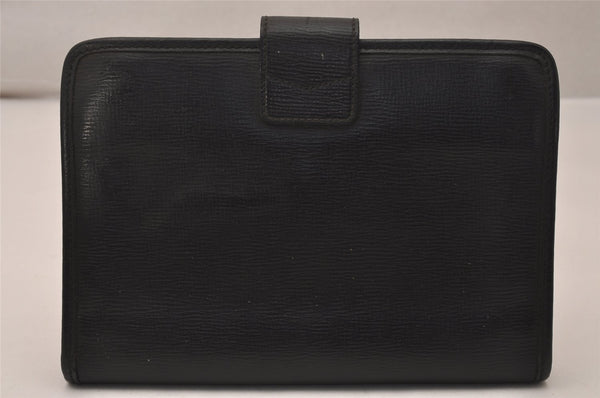 Authentic CELINE Vintage Clutch Hand Bag Purse Leather Black 8465J