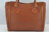 Authentic GUCCI Vintage Bamboo Hand Tote Bag Leather Brown 8466I