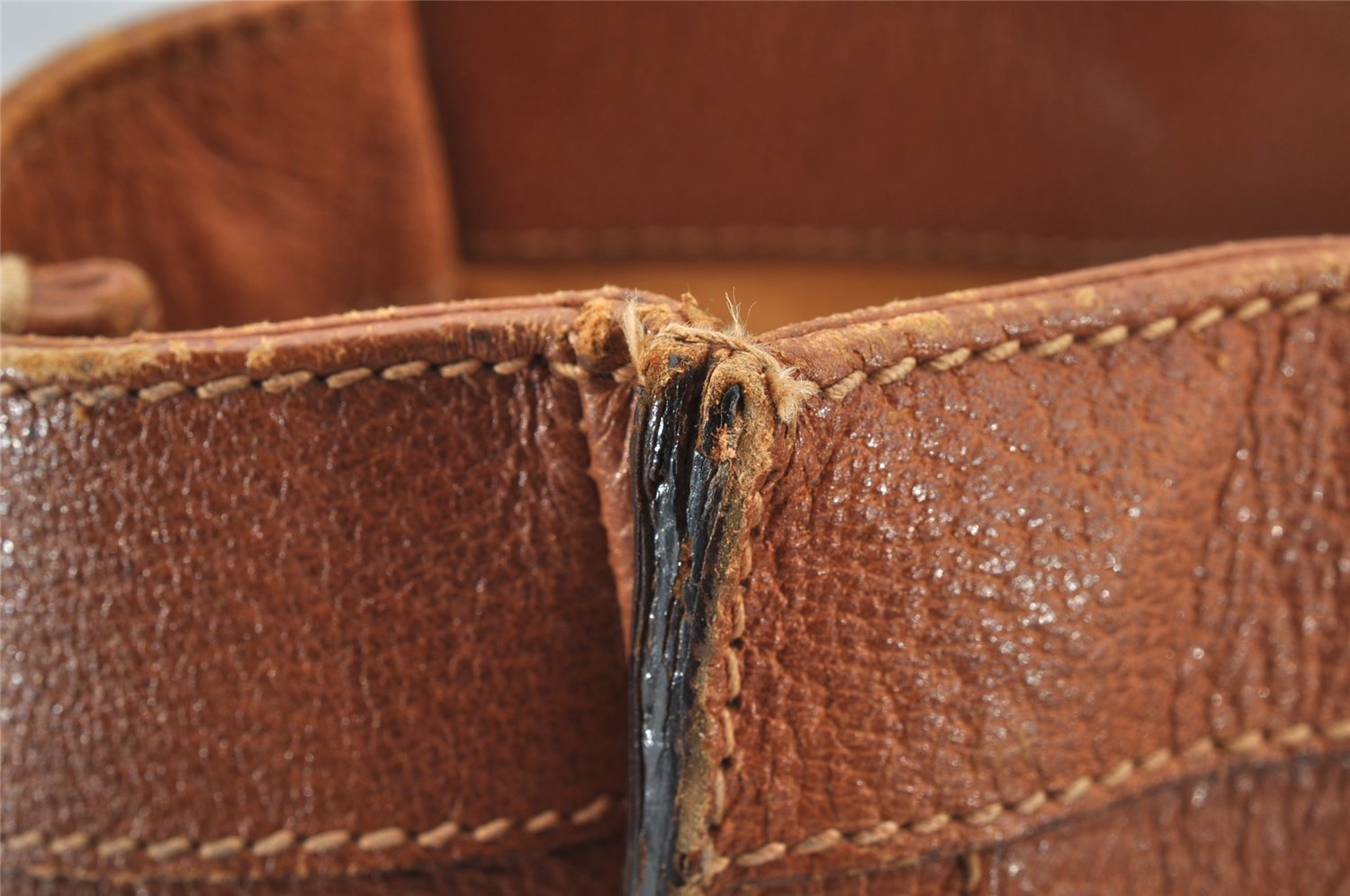 Authentic GUCCI Vintage Bamboo Hand Tote Bag Leather Brown 8466I