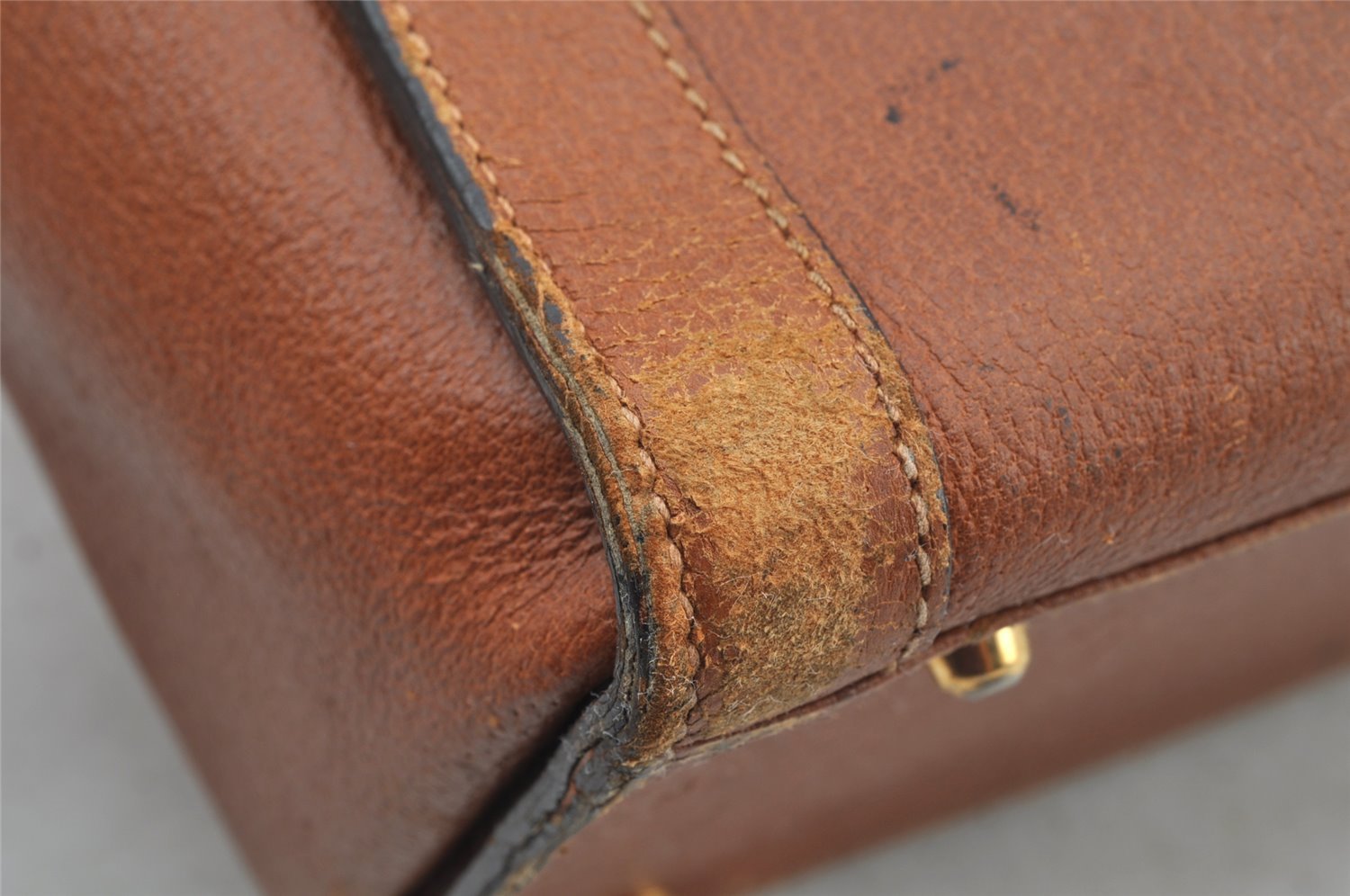 Authentic GUCCI Vintage Bamboo Hand Tote Bag Leather Brown 8466I