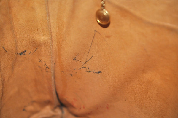 Authentic GUCCI Vintage Bamboo Hand Tote Bag Leather Brown 8466I