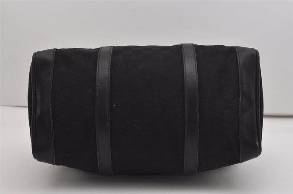 Authentic GUCCI 2Way Hand Boston Bag Purse GG Canvas Leather Black 8467I