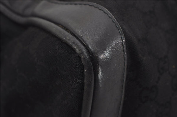 Authentic GUCCI 2Way Hand Boston Bag Purse GG Canvas Leather Black 8467I