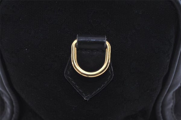 Authentic GUCCI 2Way Hand Boston Bag Purse GG Canvas Leather Black 8467I