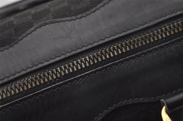 Authentic GUCCI 2Way Hand Boston Bag Purse GG Canvas Leather Black 8467I