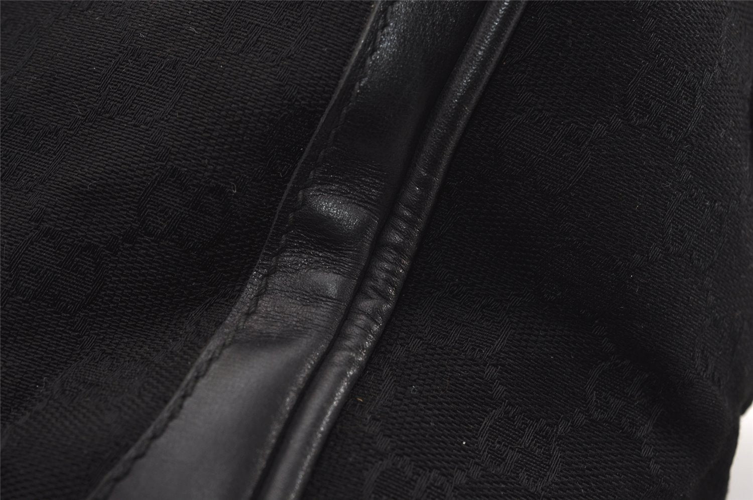 Authentic GUCCI 2Way Hand Boston Bag Purse GG Canvas Leather Black 8467I