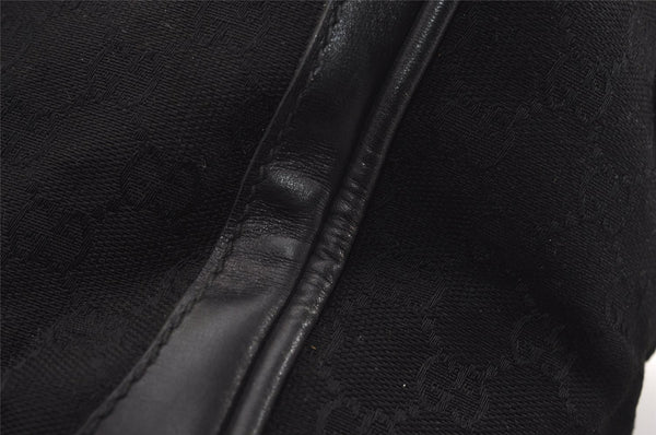 Authentic GUCCI 2Way Hand Boston Bag Purse GG Canvas Leather Black 8467I