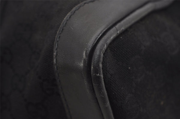 Authentic GUCCI 2Way Hand Boston Bag Purse GG Canvas Leather Black 8467I