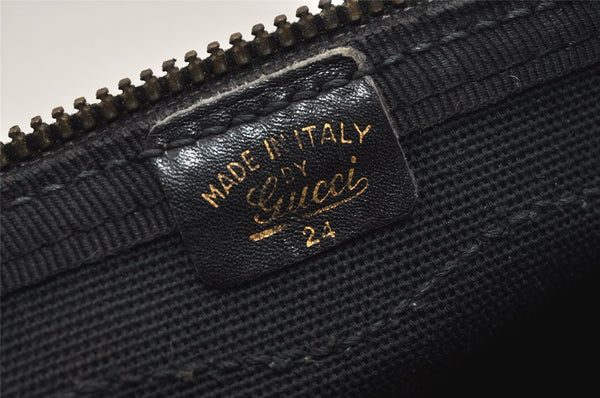 Authentic GUCCI 2Way Hand Boston Bag Purse GG Canvas Leather Black 8467I