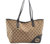 Authentic GUCCI New Britt Shoulder Tote Bag GG Canvas Leather 169946 Brown 8468I