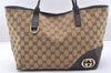 Authentic GUCCI New Britt Shoulder Tote Bag GG Canvas Leather 169946 Brown 8468I