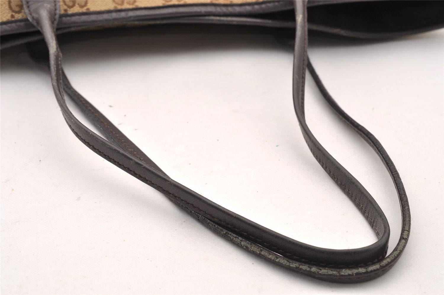 Authentic GUCCI New Britt Shoulder Tote Bag GG Canvas Leather 169946 Brown 8468I